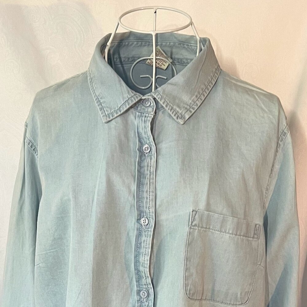 Faded Glory Blue Jean Long Sleeve Button Down